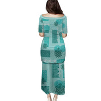 Vintage Lapita Family Matching Puletasi and Hawaiian Shirt Iconic Double Face Pattern Turquoise LT05