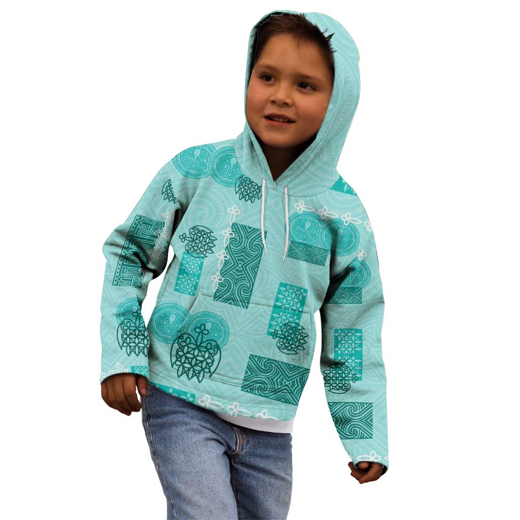 Vintage Lapita Kid Hoodie Iconic Double Face Pattern Turquoise LT05