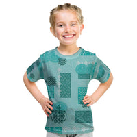 Vintage Lapita Kid T Shirt Iconic Double Face Pattern Turquoise LT05 Turquoise - Polynesian Pride