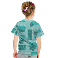 Vintage Lapita Kid T Shirt Iconic Double Face Pattern Turquoise LT05 - Polynesian Pride