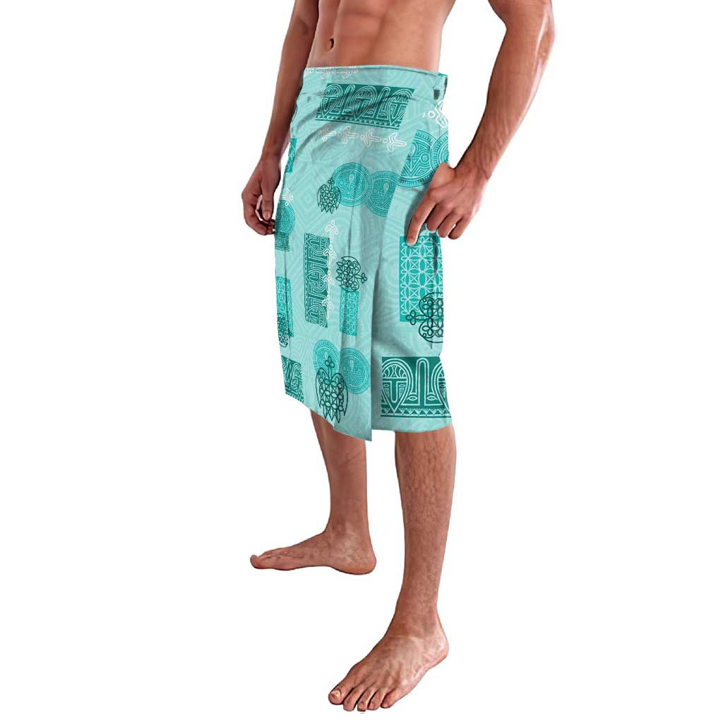 Vintage Lapita Lavalava Iconic Double Face Pattern Turquoise LT05