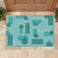 Vintage Lapita Rubber Doormat Iconic Double Face Pattern Turquoise LT05 Turquoise - Polynesian Pride