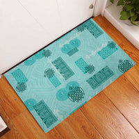 Vintage Lapita Rubber Doormat Iconic Double Face Pattern Turquoise LT05 - Polynesian Pride