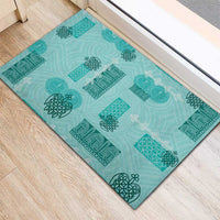 Vintage Lapita Rubber Doormat Iconic Double Face Pattern Turquoise LT05 - Polynesian Pride
