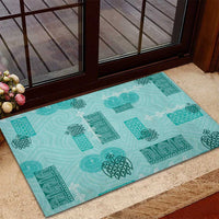 Vintage Lapita Rubber Doormat Iconic Double Face Pattern Turquoise LT05 - Polynesian Pride