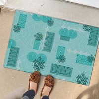 Vintage Lapita Rubber Doormat Iconic Double Face Pattern Turquoise LT05 - Polynesian Pride