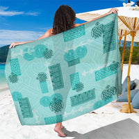 Vintage Lapita Sarong Iconic Double Face Pattern Turquoise LT05 One Size 44 x 66 inches Turquoise - Polynesian Pride