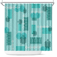 Vintage Lapita Shower Curtain Iconic Double Face Pattern Turquoise
