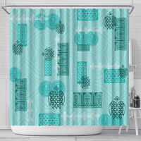Vintage Lapita Shower Curtain Iconic Double Face Pattern Turquoise