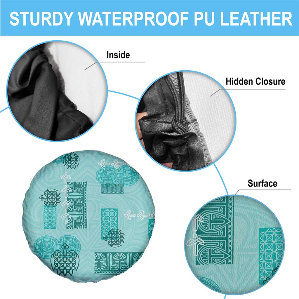 Vintage Lapita Spare Tire Cover Iconic Double Face Pattern Turquoise