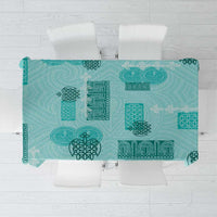 Vintage Lapita Tablecloth Iconic Double Face Pattern Turquoise LT05 Turquoise - Polynesian Pride