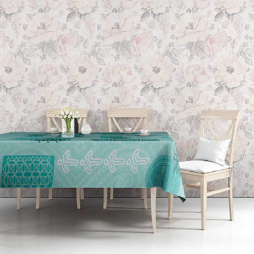 Vintage Lapita Tablecloth Iconic Double Face Pattern Turquoise LT05 - Polynesian Pride
