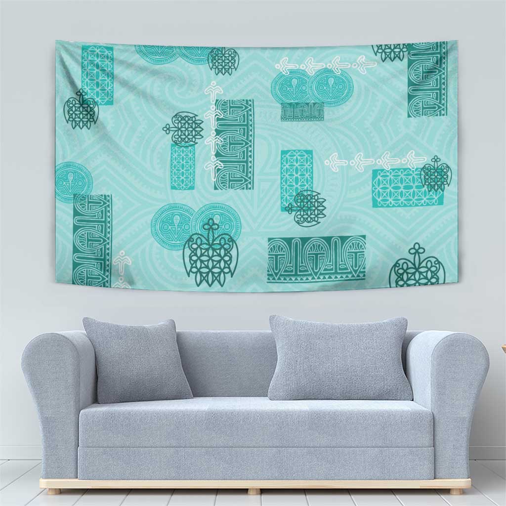 Vintage Lapita Tapestry Iconic Double Face Pattern Turquoise