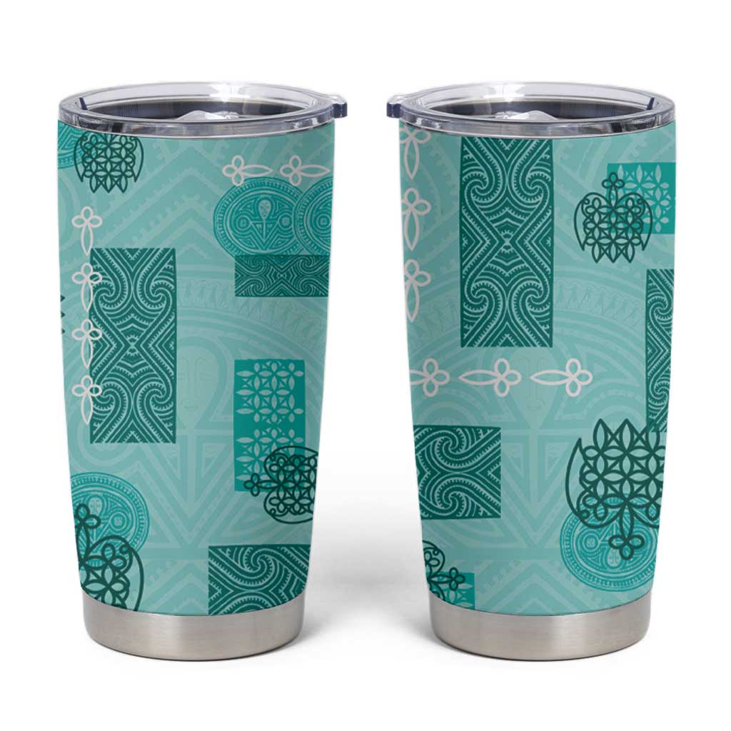 Vintage Lapita Tumbler Cup Iconic Double Face Pattern Turquoise LT05 Turquoise - Polynesian Pride