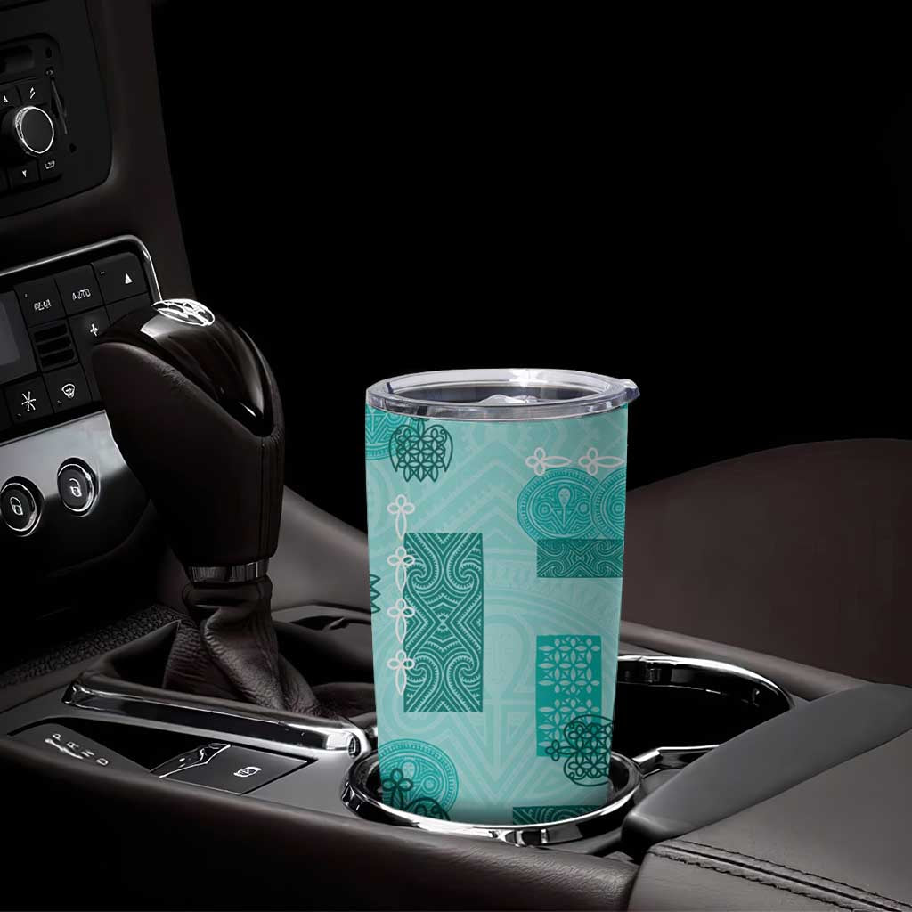 Vintage Lapita Tumbler Cup Iconic Double Face Pattern Turquoise LT05 - Polynesian Pride