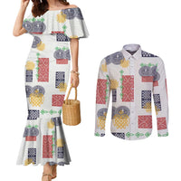 Vintage Lapita Couples Matching Mermaid Dress and Long Sleeve Button Shirt Iconic Double Face Pattern