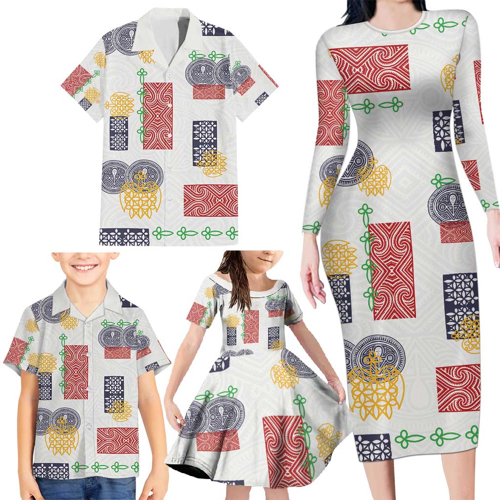 Vintage Lapita Family Matching Long Sleeve Bodycon Dress and Hawaiian Shirt Iconic Double Face Pattern LT05 - Polynesian Pride