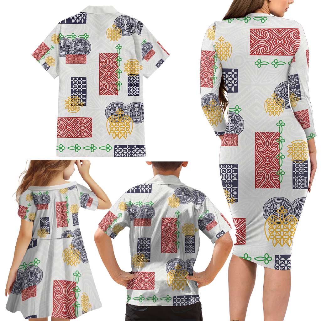 Vintage Lapita Family Matching Long Sleeve Bodycon Dress and Hawaiian Shirt Iconic Double Face Pattern LT05 - Polynesian Pride