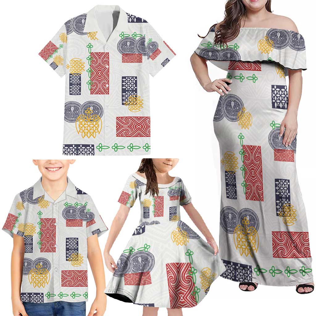Vintage Lapita Family Matching Off Shoulder Maxi Dress and Hawaiian Shirt Iconic Double Face Pattern LT05 - Polynesian Pride