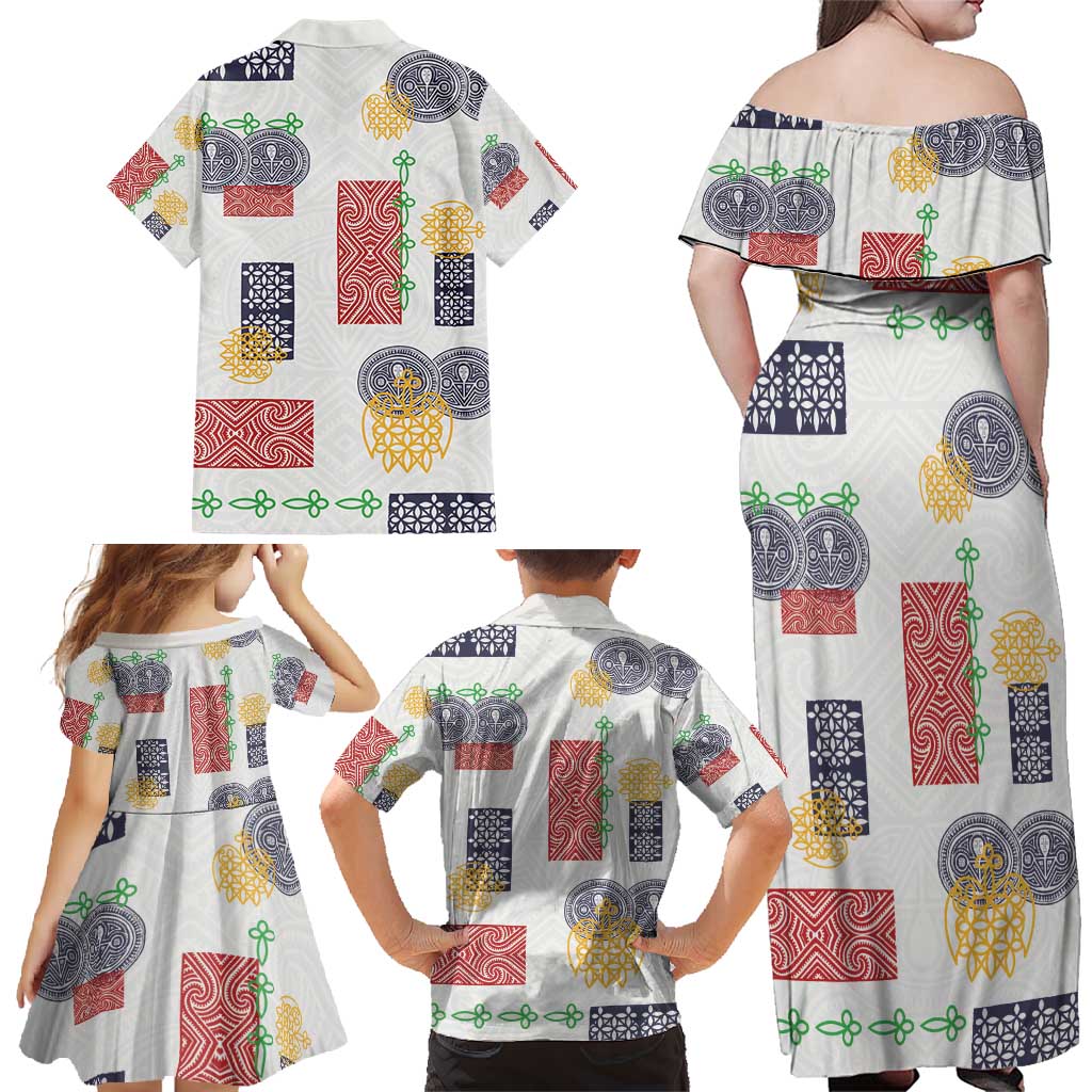Vintage Lapita Family Matching Off Shoulder Maxi Dress and Hawaiian Shirt Iconic Double Face Pattern LT05 - Polynesian Pride
