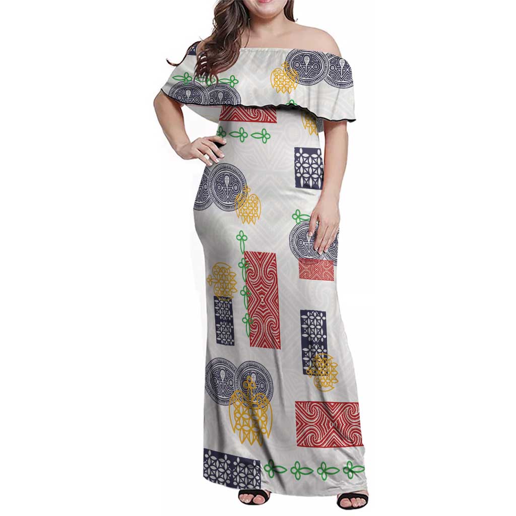 Vintage Lapita Family Matching Off Shoulder Maxi Dress and Hawaiian Shirt Iconic Double Face Pattern LT05 Mom's Dress Colorful - Polynesian Pride