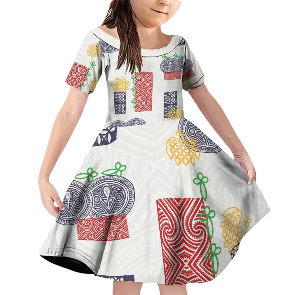 Vintage Lapita Family Matching Off Shoulder Short Dress and Hawaiian Shirt Iconic Double Face Pattern