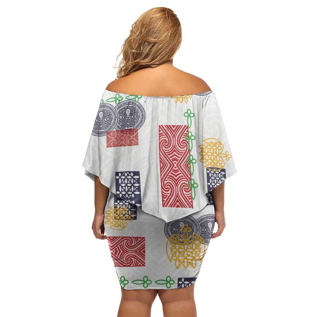 Vintage Lapita Family Matching Off Shoulder Short Dress and Hawaiian Shirt Iconic Double Face Pattern