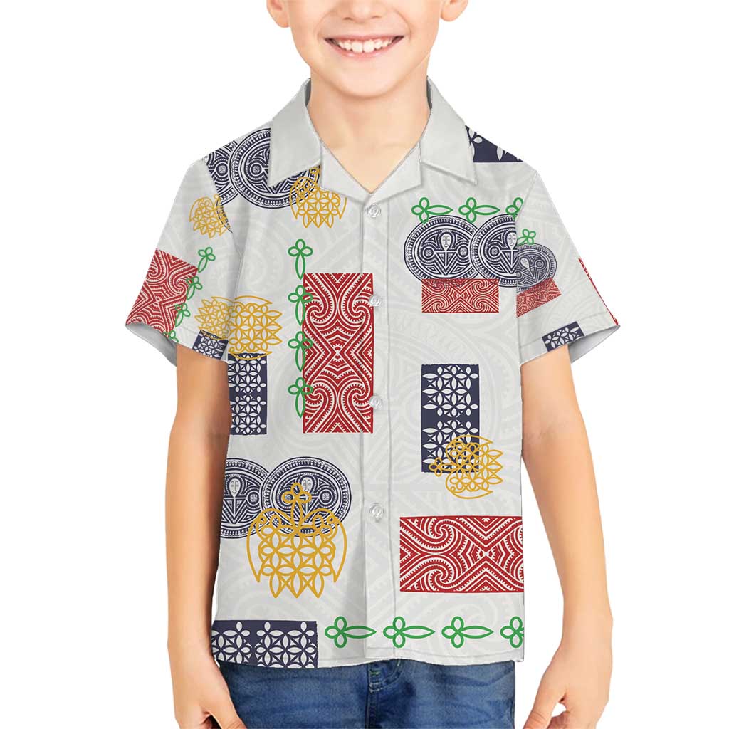 Vintage Lapita Family Matching Off Shoulder Short Dress and Hawaiian Shirt Iconic Double Face Pattern