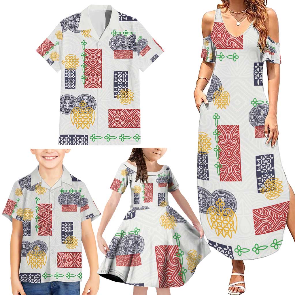 Vintage Lapita Family Matching Summer Maxi Dress and Hawaiian Shirt Iconic Double Face Pattern LT05 - Polynesian Pride