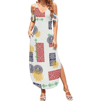 Vintage Lapita Family Matching Summer Maxi Dress and Hawaiian Shirt Iconic Double Face Pattern LT05 Mom's Dress Colorful - Polynesian Pride