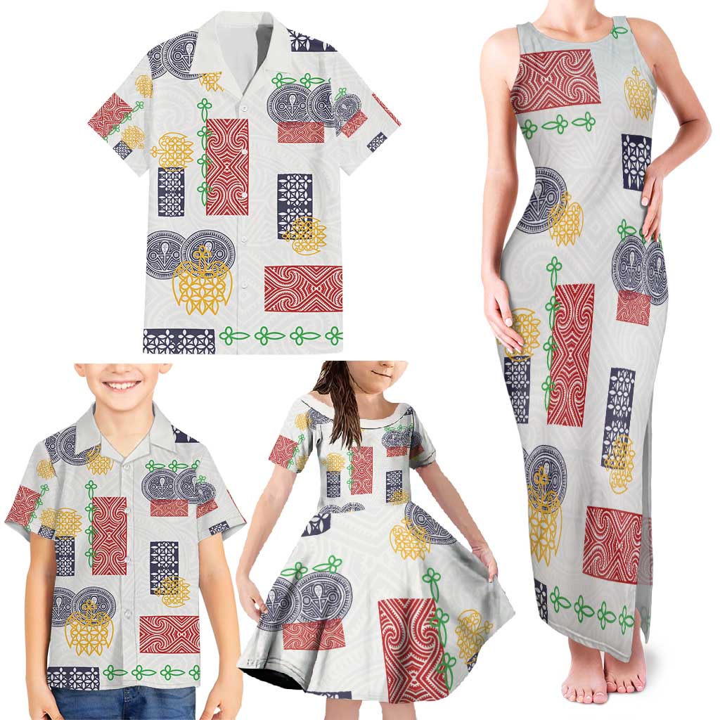 Vintage Lapita Family Matching Tank Maxi Dress and Hawaiian Shirt Iconic Double Face Pattern LT05 - Polynesian Pride