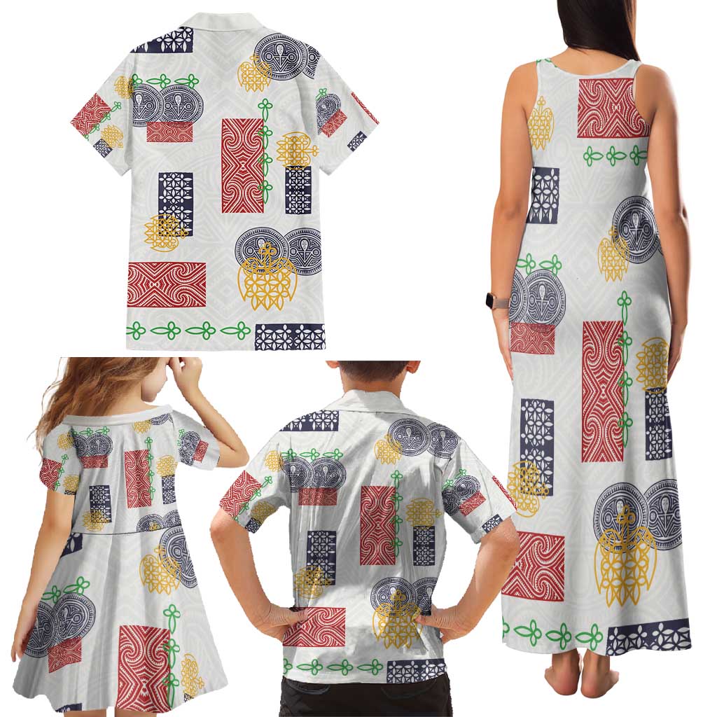 Vintage Lapita Family Matching Tank Maxi Dress and Hawaiian Shirt Iconic Double Face Pattern LT05 - Polynesian Pride