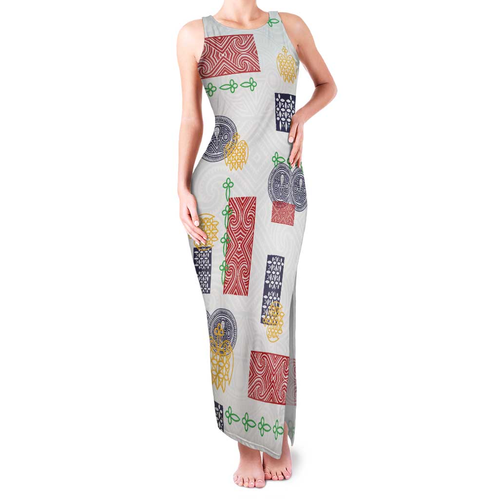 Vintage Lapita Family Matching Tank Maxi Dress and Hawaiian Shirt Iconic Double Face Pattern LT05 Mom's Dress Colorful - Polynesian Pride