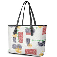 Vintage Lapita Leather Tote Bag Iconic Double Face Pattern LT05 - Polynesian Pride
