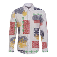 Vintage Lapita Long Sleeve Button Shirt Iconic Double Face Pattern