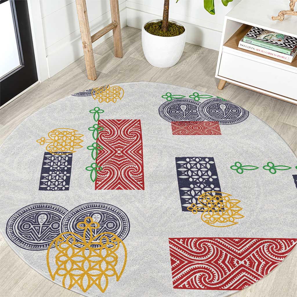 Vintage Lapita Round Carpet Iconic Double Face Pattern