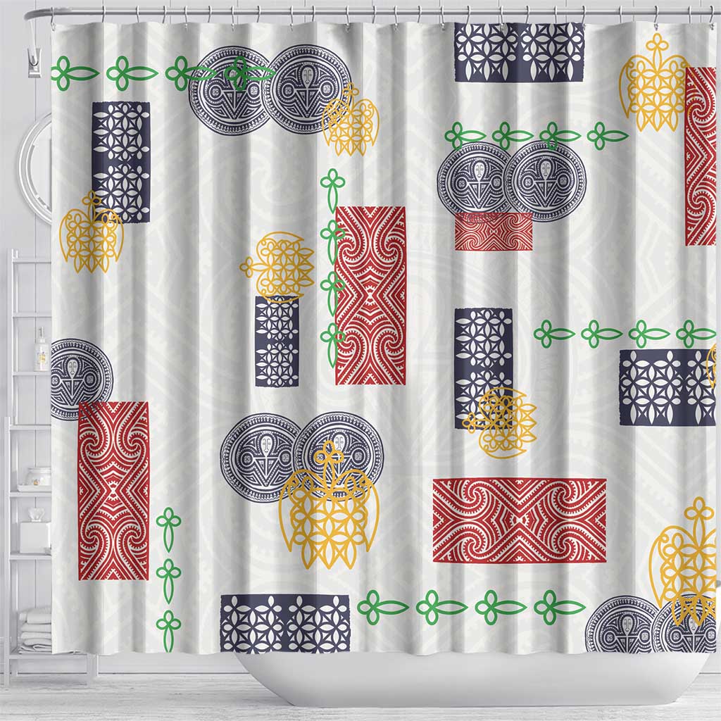 Vintage Lapita Shower Curtain Iconic Double Face Pattern