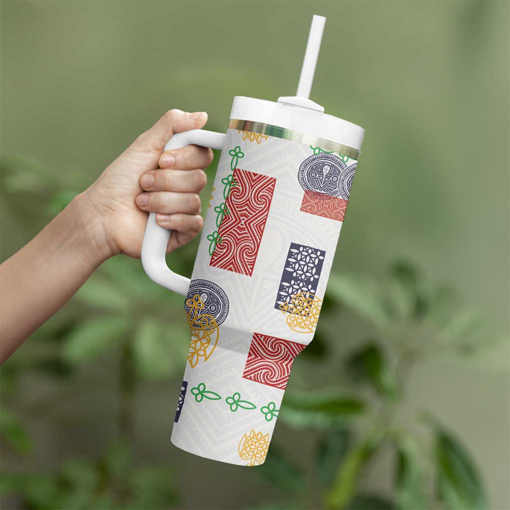 Vintage Lapita Tumbler With Handle Iconic Double Face Pattern LT05 - Polynesian Pride