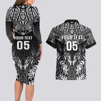 Custom New Zealand Fishing Couples Matching Long Sleeve Bodycon Dress and Hawaiian Shirt Aotearoa Maori Koru - Polynesian Pride