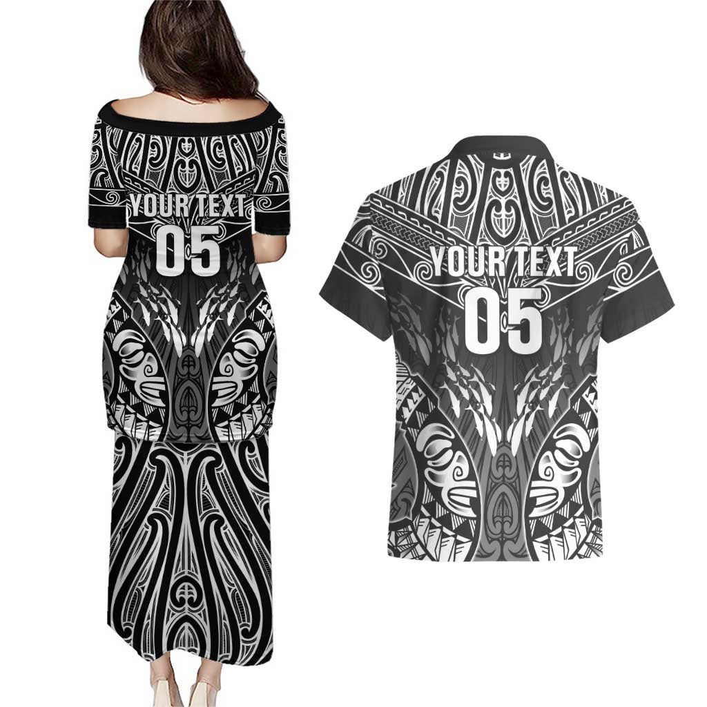 Custom New Zealand Fishing Couples Matching Puletasi and Hawaiian Shirt Aotearoa Maori Koru - Polynesian Pride