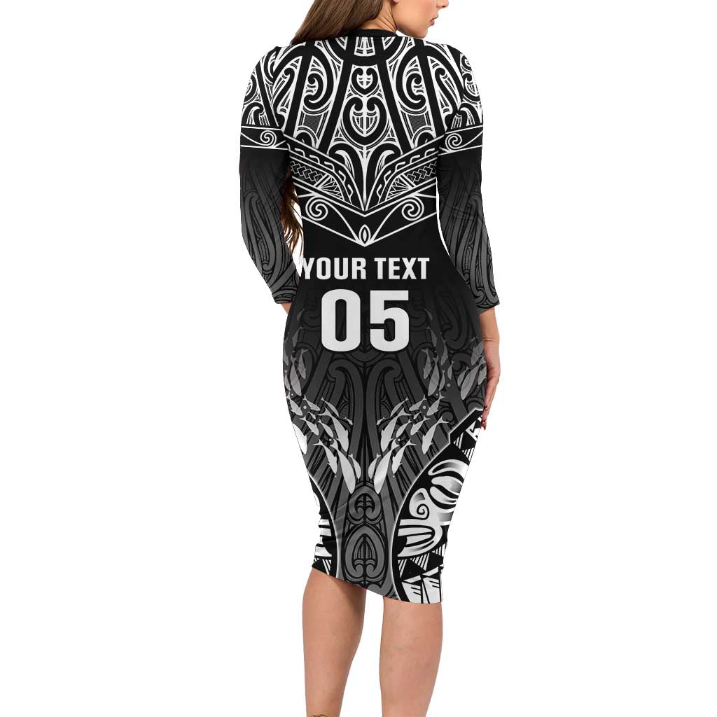 Custom New Zealand Fishing Family Matching Long Sleeve Bodycon Dress and Hawaiian Shirt Aotearoa Maori Koru - Polynesian Pride
