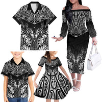 Custom New Zealand Fishing Family Matching Off The Shoulder Long Sleeve Dress and Hawaiian Shirt Aotearoa Maori Koru - Polynesian Pride