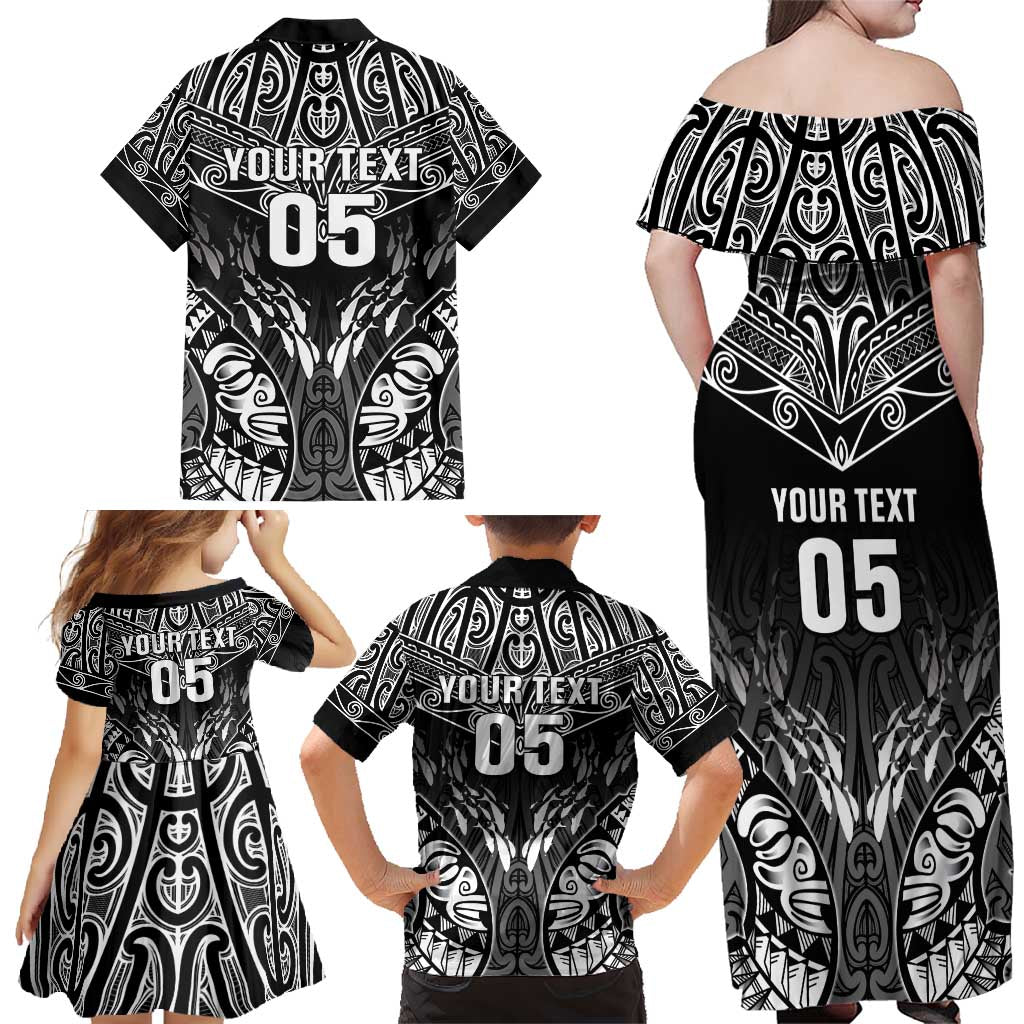 Custom New Zealand Fishing Family Matching Off Shoulder Maxi Dress and Hawaiian Shirt Aotearoa Maori Koru - Polynesian Pride