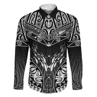 Custom New Zealand Fishing Family Matching Puletasi and Hawaiian Shirt Aotearoa Maori Koru LT05 Dad's Shirt - Long Sleeve Black - Polynesian Pride
