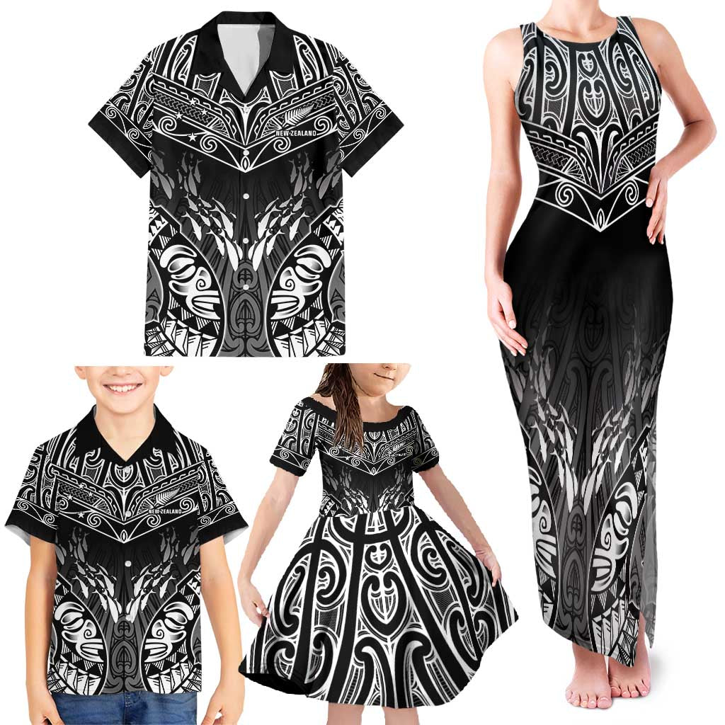 Custom New Zealand Fishing Family Matching Tank Maxi Dress and Hawaiian Shirt Aotearoa Maori Koru - Polynesian Pride