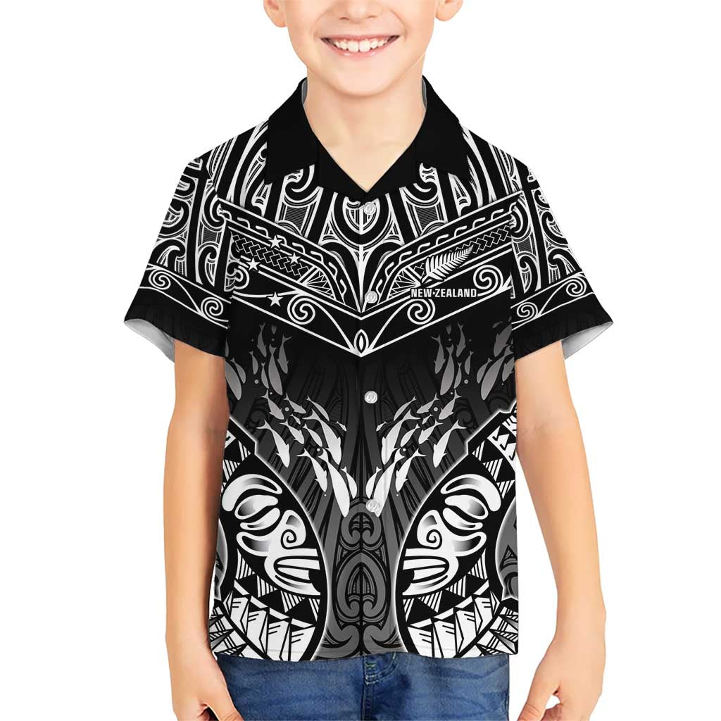 Custom New Zealand Fishing Kid Hawaiian Shirt Aotearoa Maori Koru - Polynesian Pride
