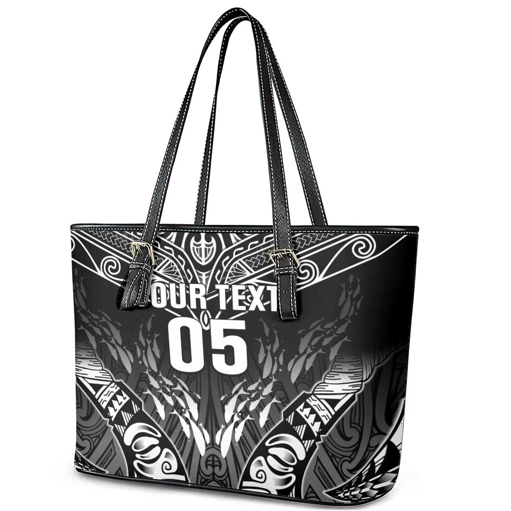 Custom New Zealand Fishing Leather Tote Bag Aotearoa Maori Koru - Polynesian Pride