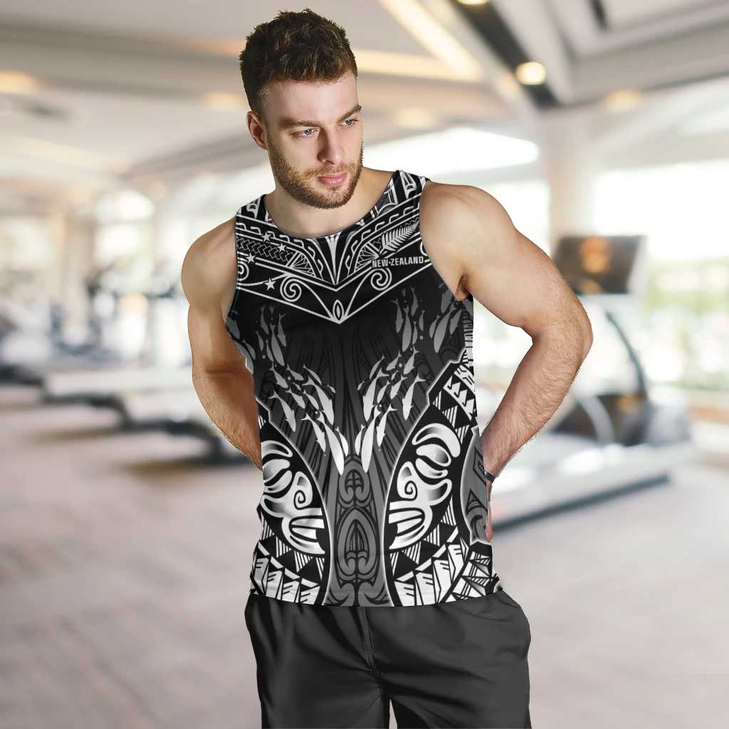 Custom New Zealand Fishing Men Tank Top Aotearoa Maori Koru LT05 Black - Polynesian Pride