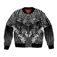 Custom New Zealand Fishing Sleeve Zip Bomber Jacket Aotearoa Maori Koru - Polynesian Pride