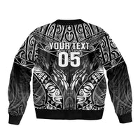 Custom New Zealand Fishing Sleeve Zip Bomber Jacket Aotearoa Maori Koru - Polynesian Pride